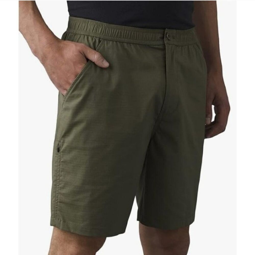 NWT Prana Double Peak E-Waist Shorts In Cargo Green Size L